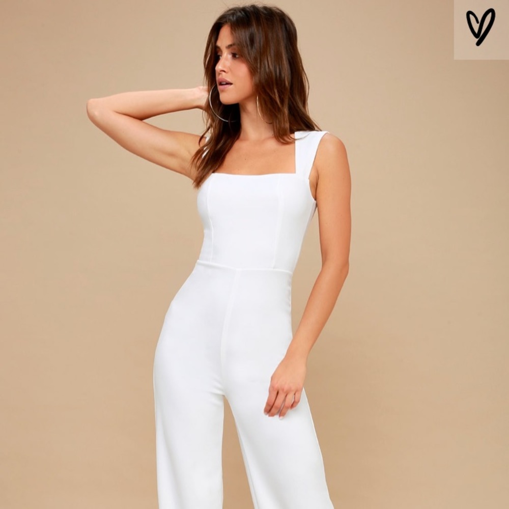 NWT Lulus Enticing Endeavors White Jumpsuit